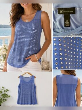 Periwinkle studded Tank Top XL
Sparkle Mesh Yoke Sleeveless Top